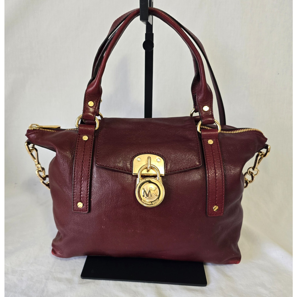 Michael Kors Burgundy Hamilton Tote Pebbled Leather 12.5" x 6" x 10"